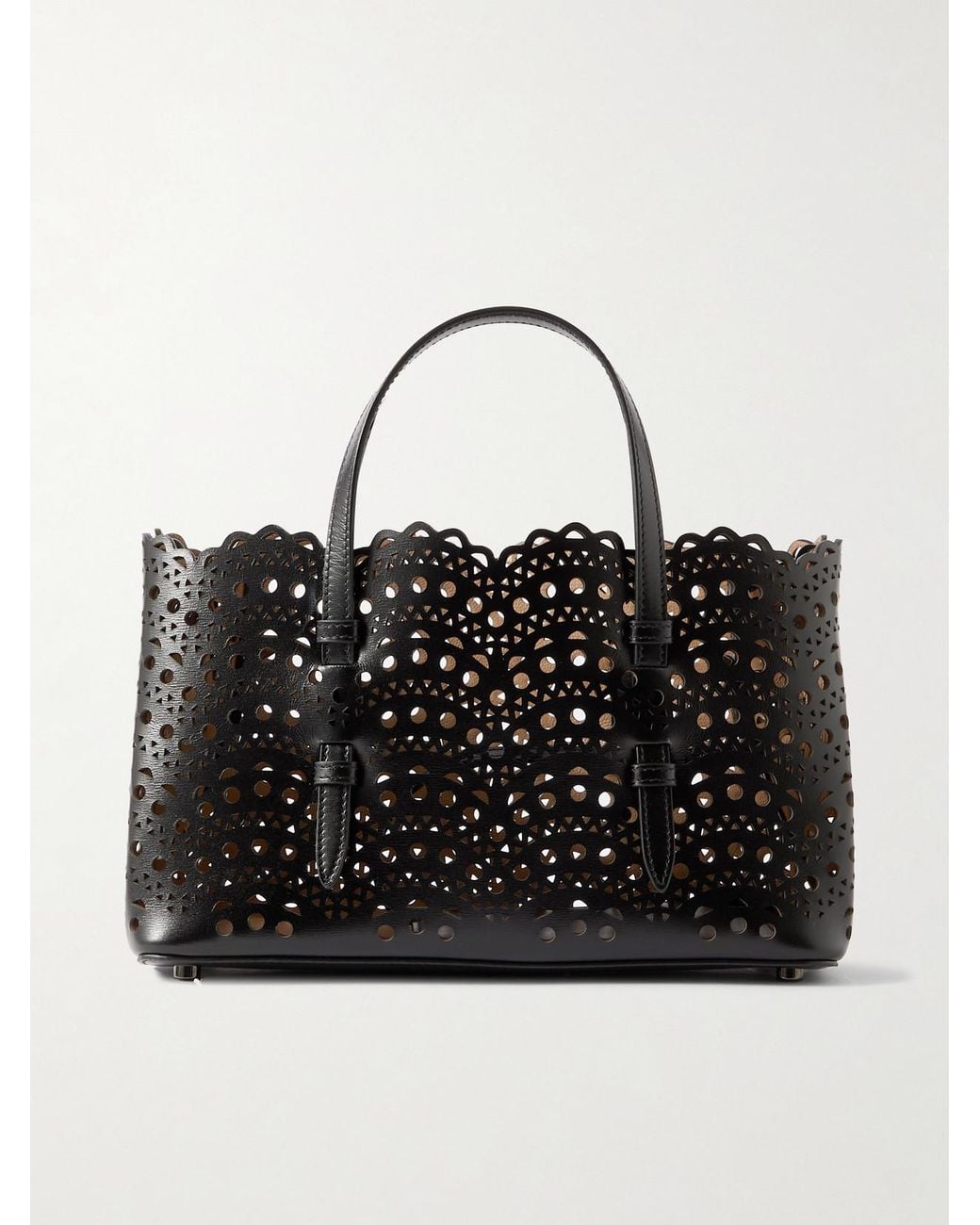 Alaïa Black Mena 25 E/W Medium Laser-Cut Leather Tote
