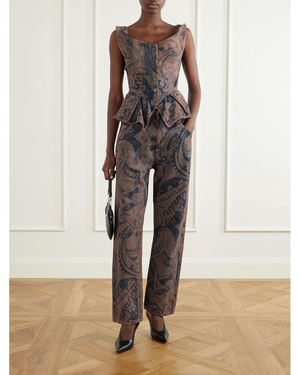 Vivienne Westwood Gray Ranch Printed High-Waisted Straight-Leg Organic Jeans