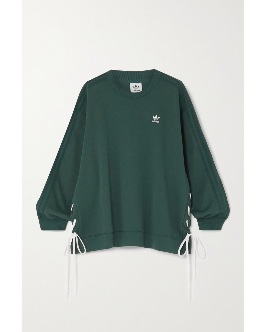 adidas Originals Whipstitched Cotton-jersey Sweatshirt in Green | Lyst