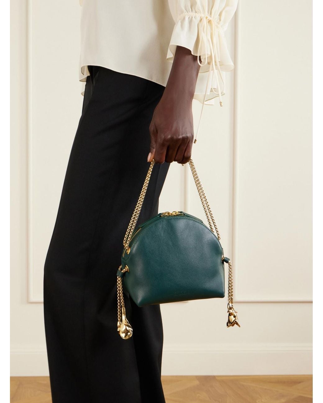 Erdem Green Flora Leather Shoulder Bag
