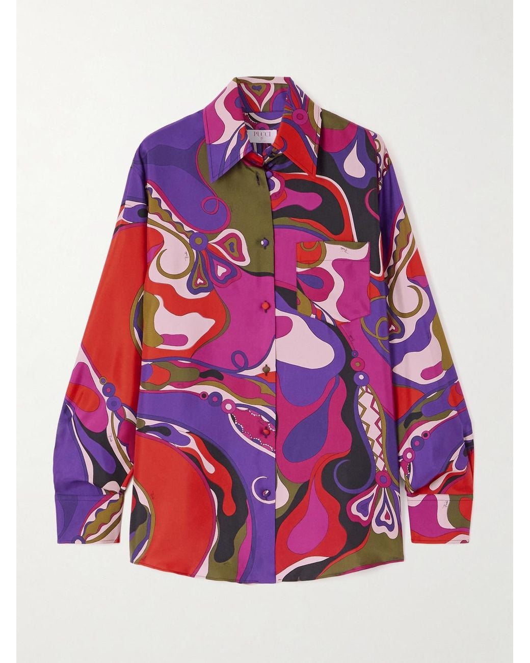 Emilio Pucci Red Printed Silk Shirt