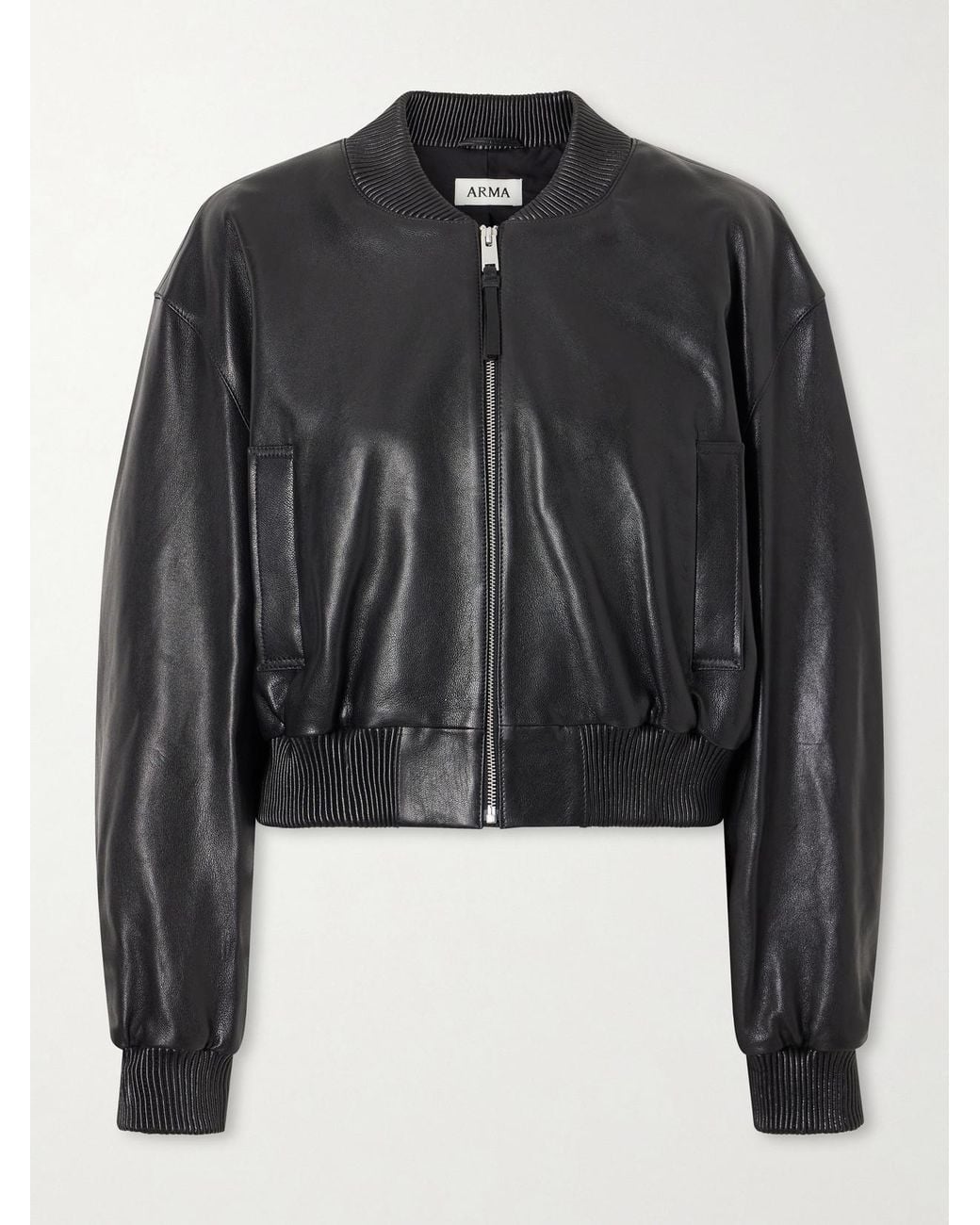 Arma Black Hannan Leather Bomber Jacket