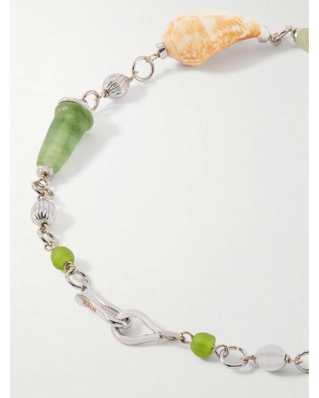 Tohum Design White Samsara Sterling And Seashell Beaded Necklace