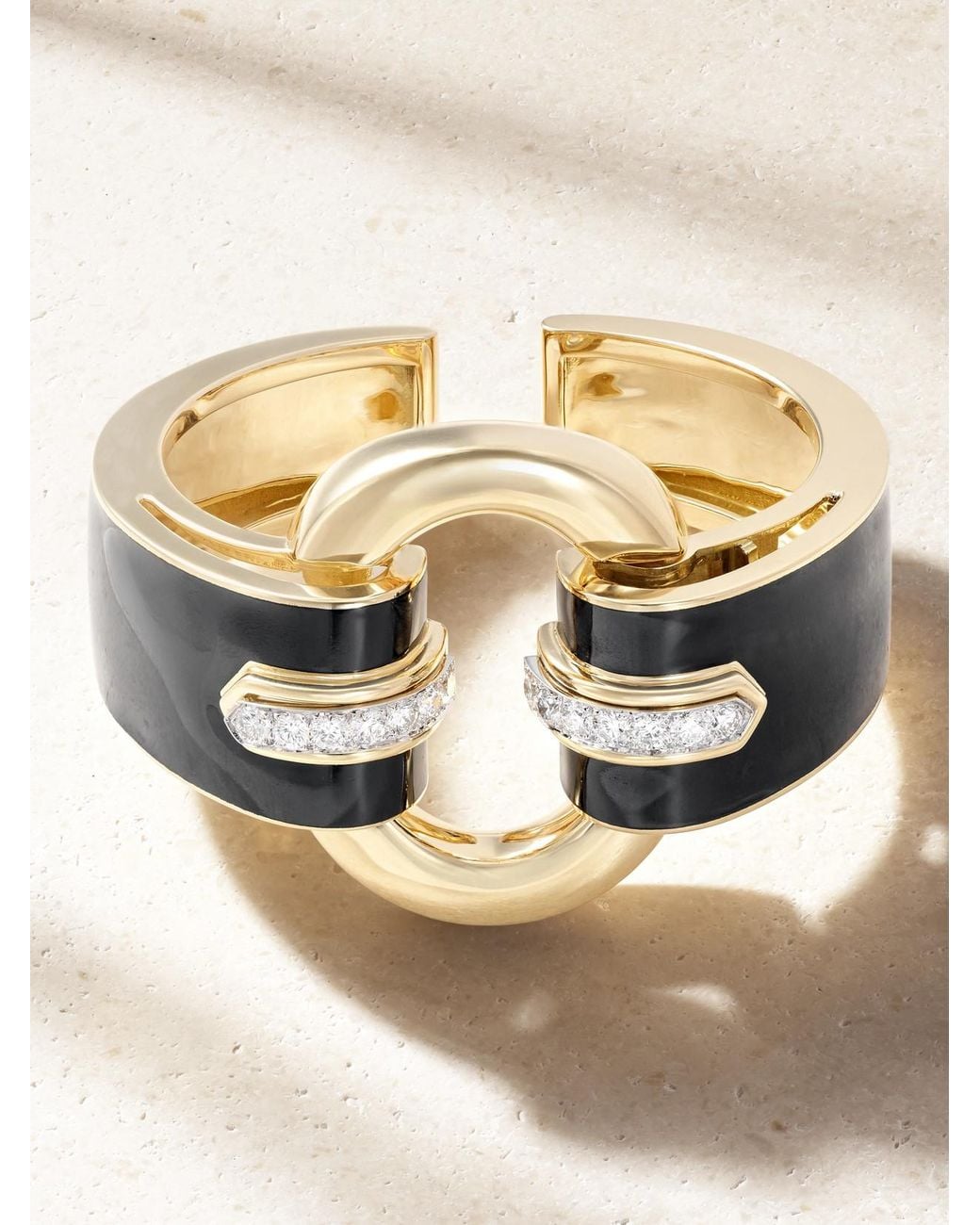 David Webb Metallic Strap 18-Karat, Platinum, Diamond And Enamel Cuff
