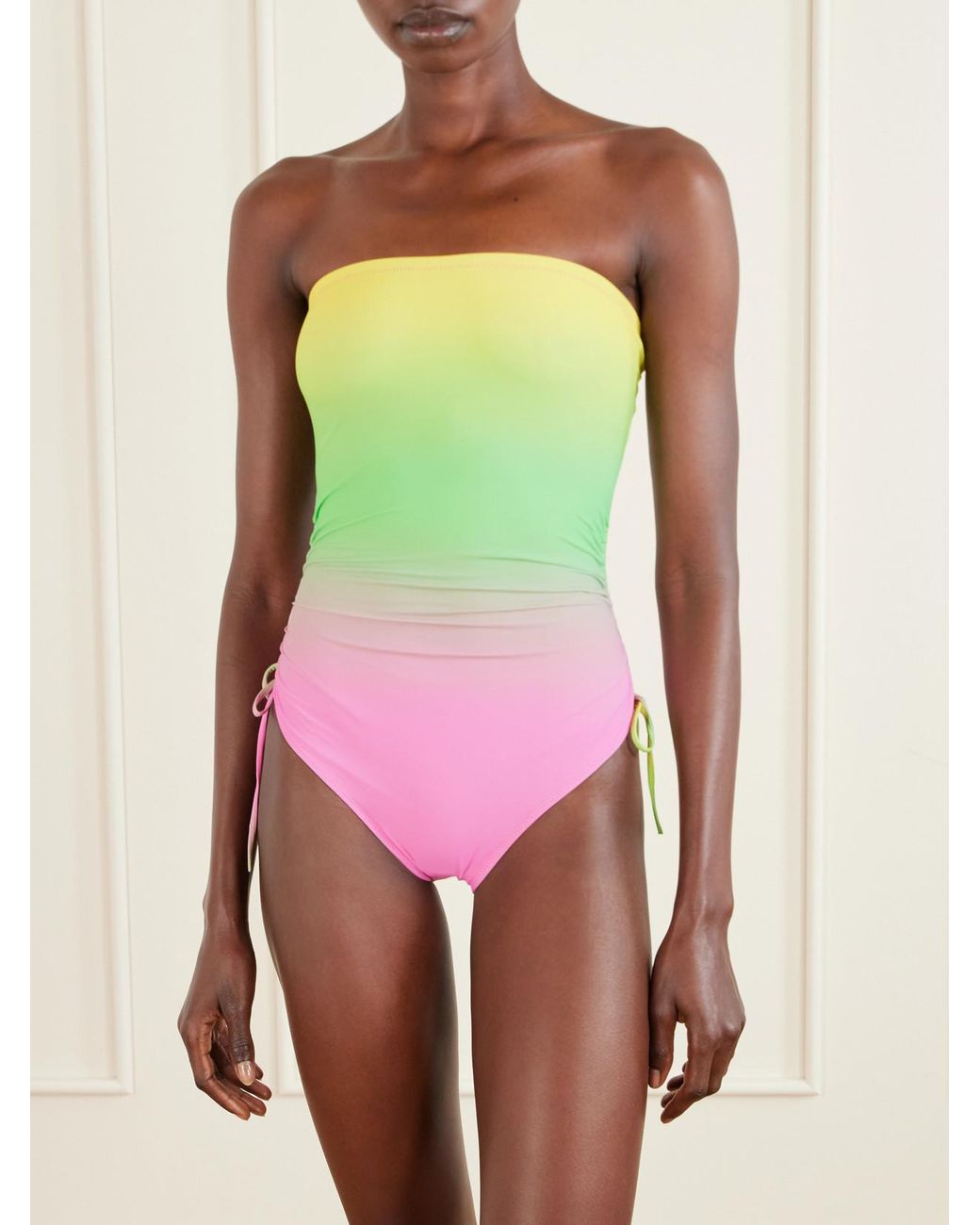 Lido Green Venti Trägerloser Badeanzug Mit Farbverlauf Und Raffungen