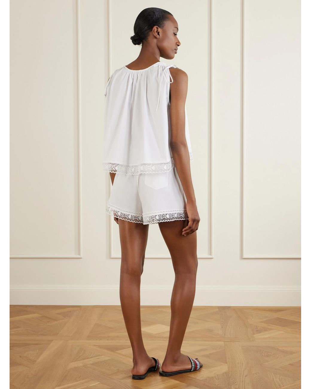 Staud White Da Adolfo Elena Cotton-Blend Tank