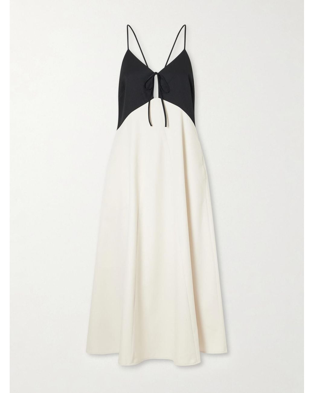 Sea White Angelina Two-Tone Twill Maxi Dress
