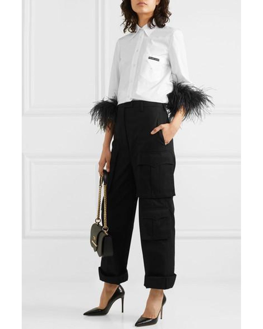 Prada 2025 feather shirt