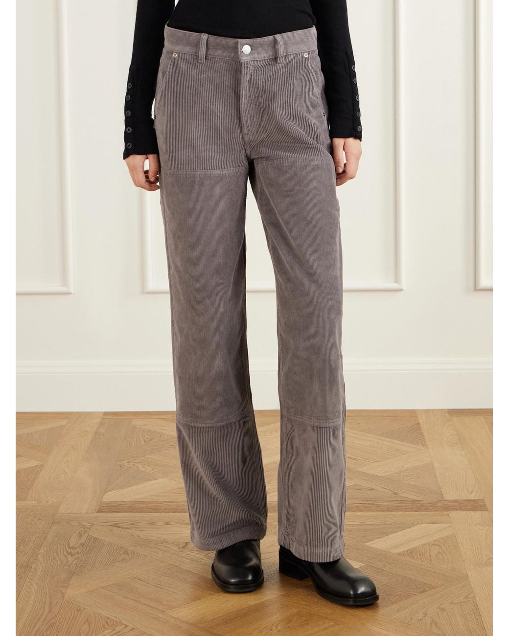 mfpen Brown Cotton-Corduroy Straight-Leg Pants