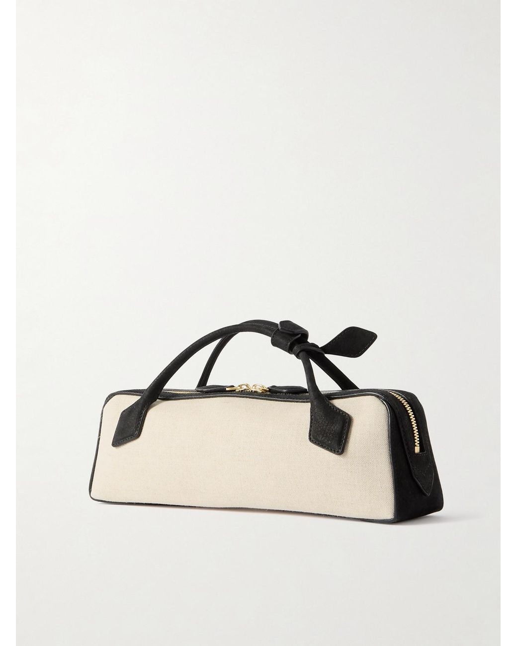 Alaïa Natural Le Teckel Leather-Trimmed Canvas Clutch