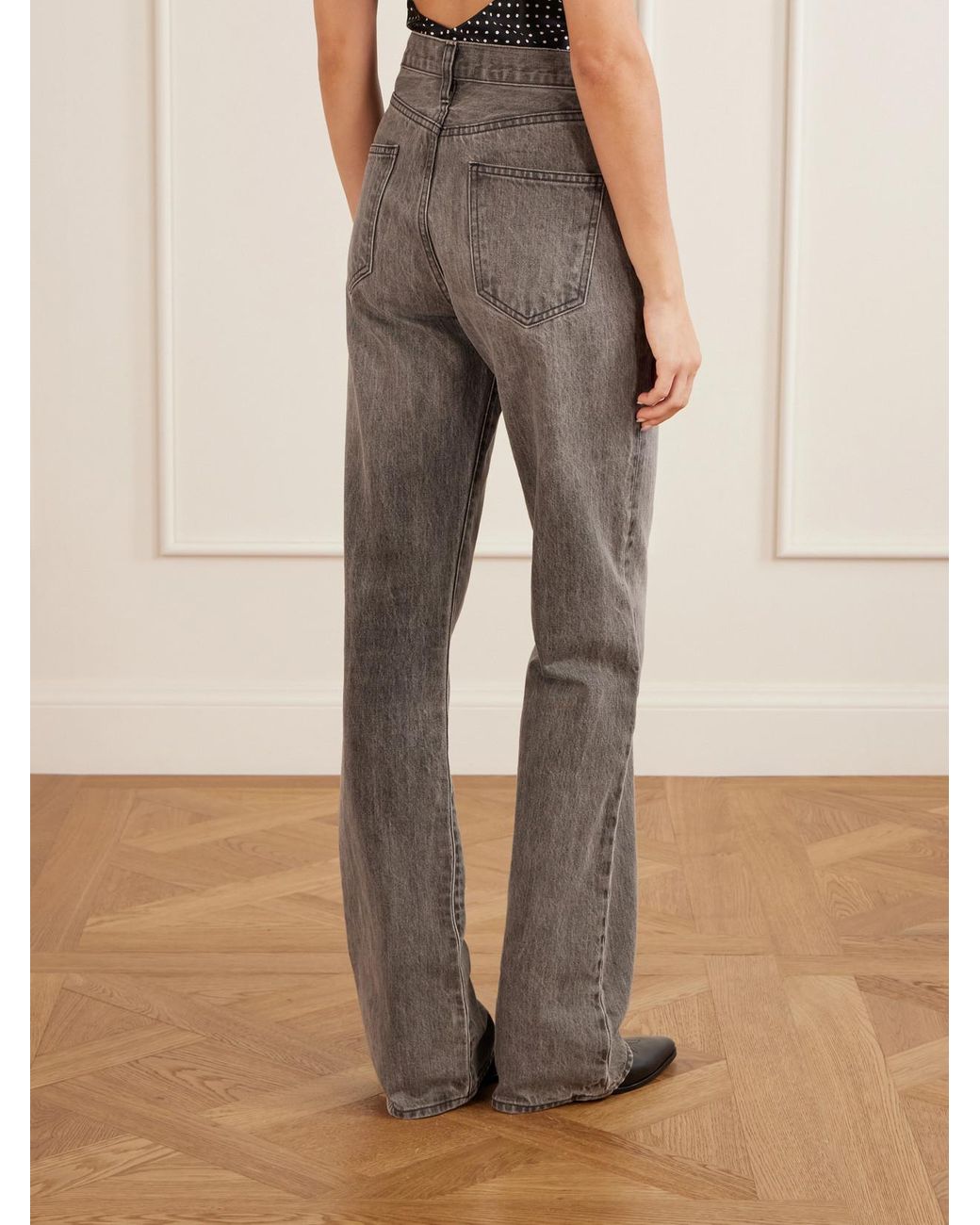 Nili Lotan Gray Joan High-Rise Straight-Leg Jeans