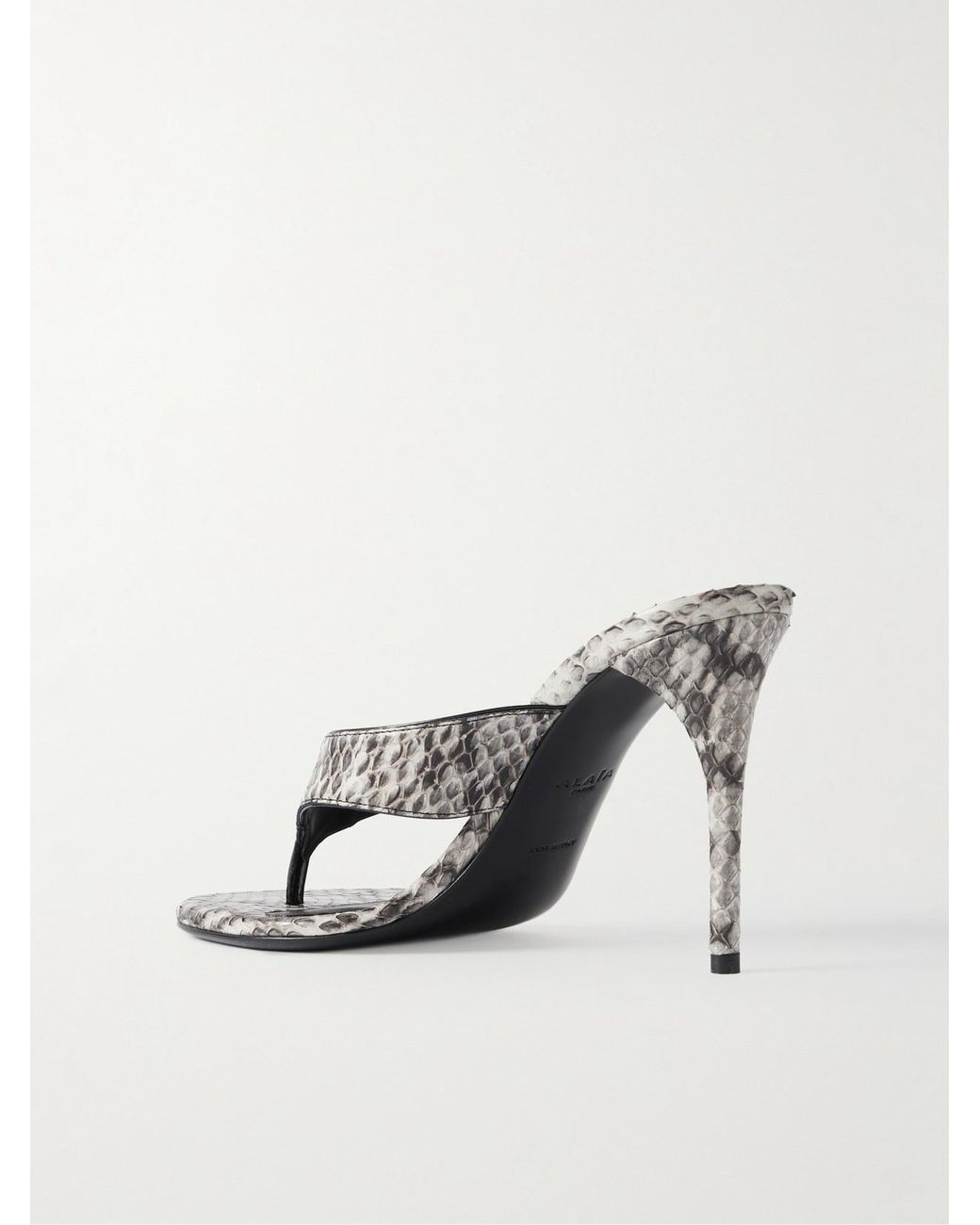 Alaïa Multicolor Tong 90 Patent Leather-Trimmed Elaphe Sandals