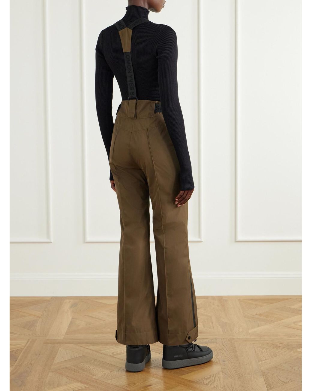 Yves Salomon Natural Suspender Pintucked Shell Flared Ski Pants