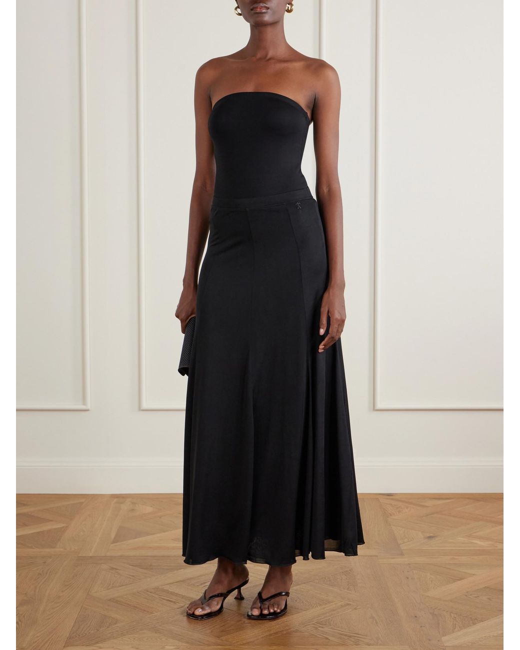The Park Black Olivia Flowy Lyocell Maxi Skirt