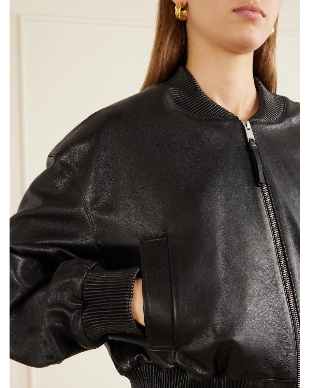 Arma Black Hannan Leather Bomber Jacket