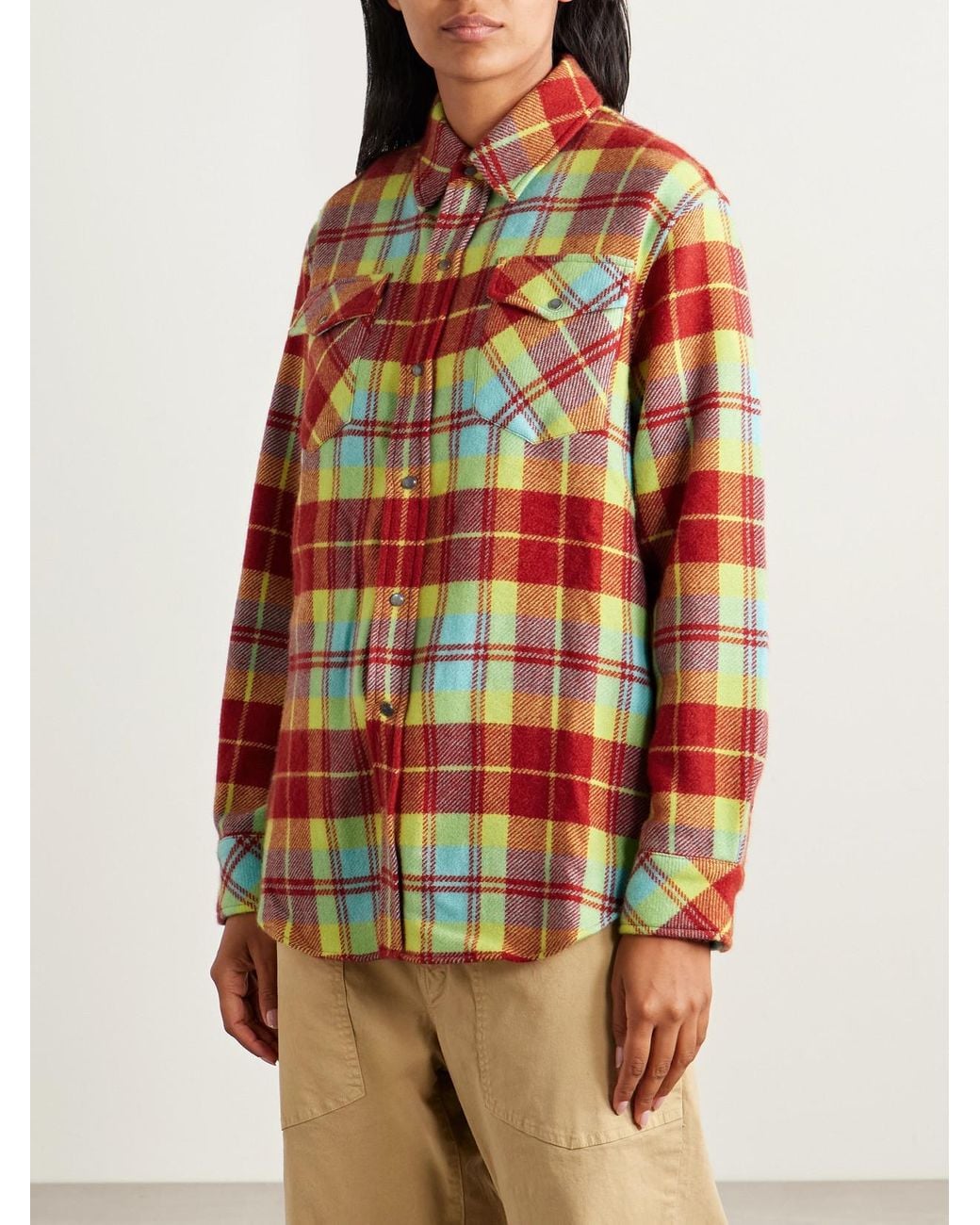 God's True Cashmere Red Checked Cashmere Shirt