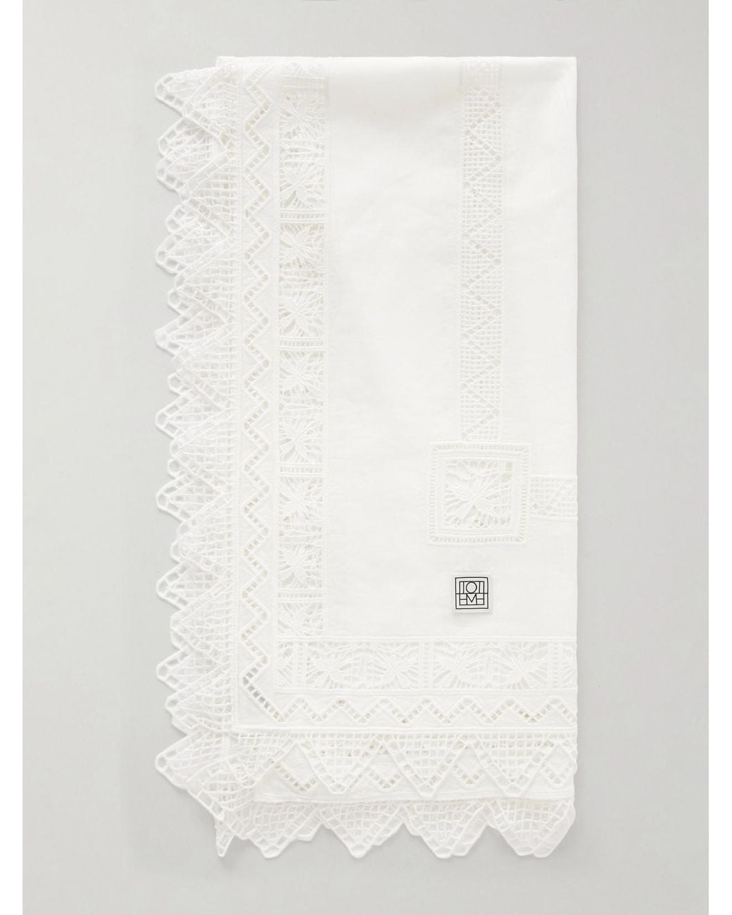 Totême White Lace-Trimmed Cotton-Voile Scarf