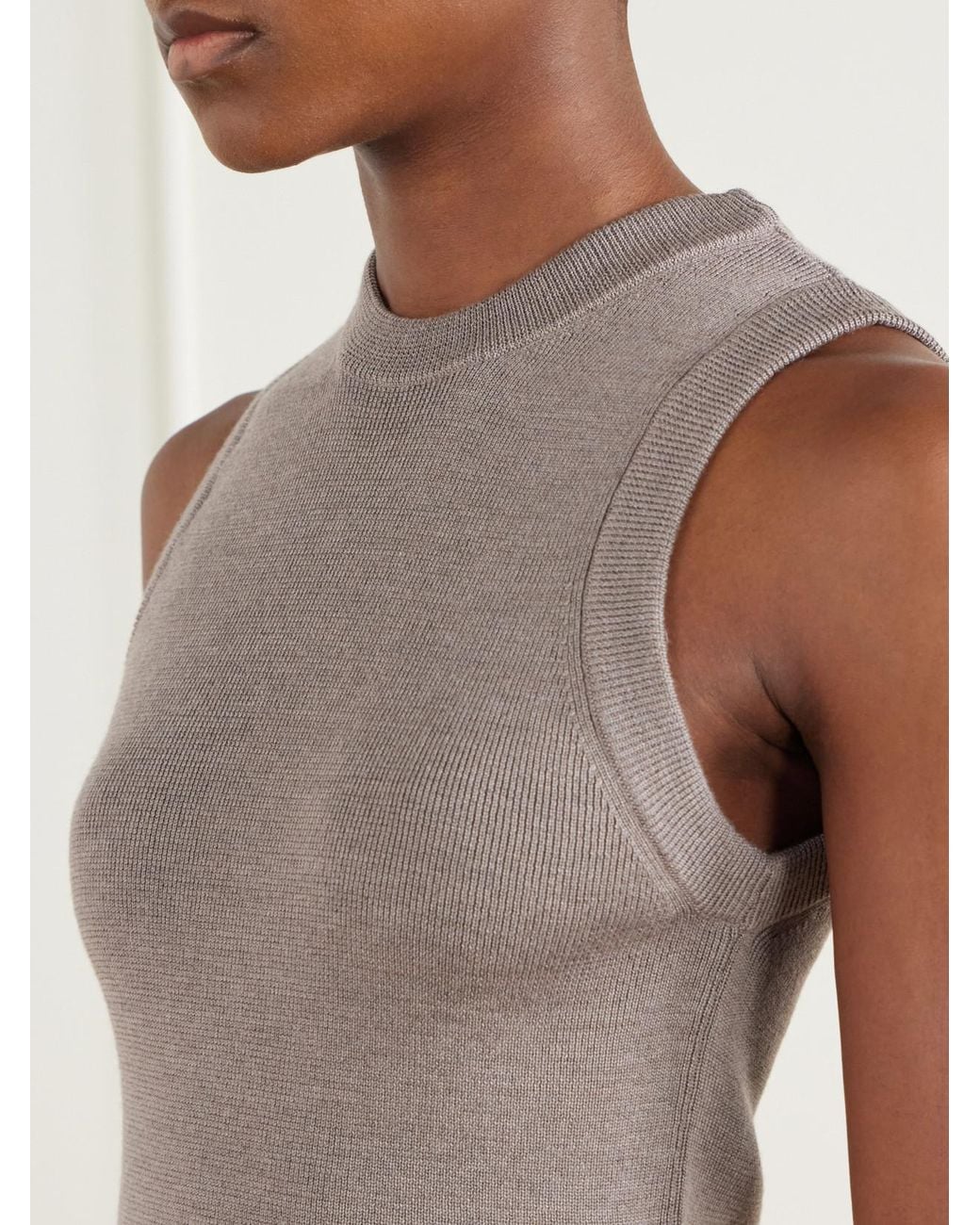 mfpen Gray Appointment Ribbed Merino Wool And Silk-Blend Tank