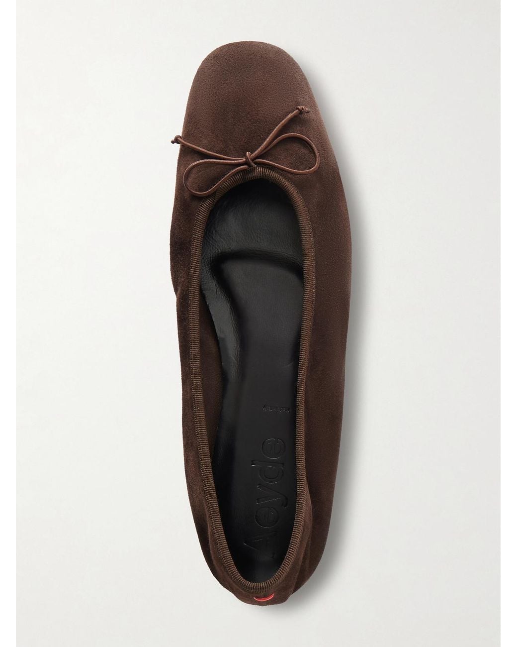 Aeyde White Tiby Bow-Detailed Suede Ballet Flats