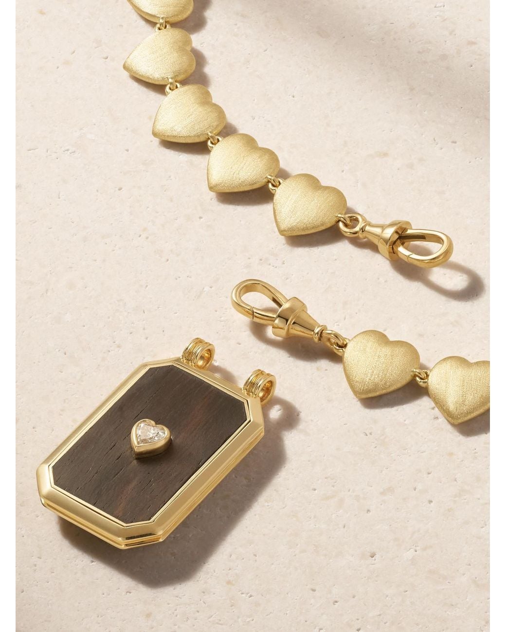 Marie Lichtenberg Natural Heart 18-Karat, Ebony And Diamond Necklace