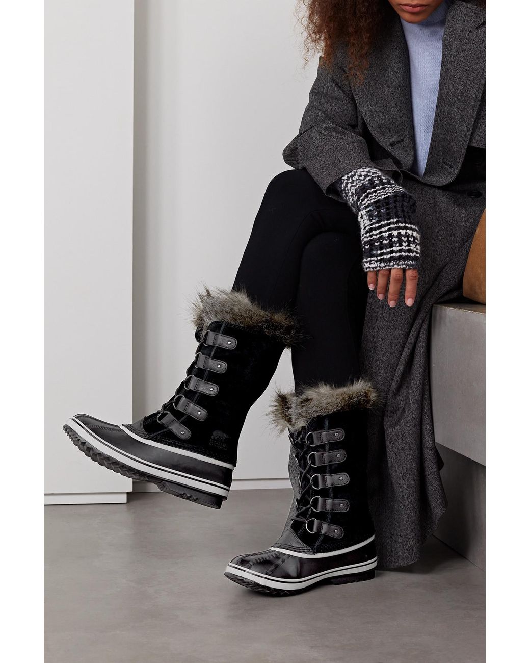 Sorel Joan Of Arctic Faux Fur trimmed Waterproof Suede And Rubber