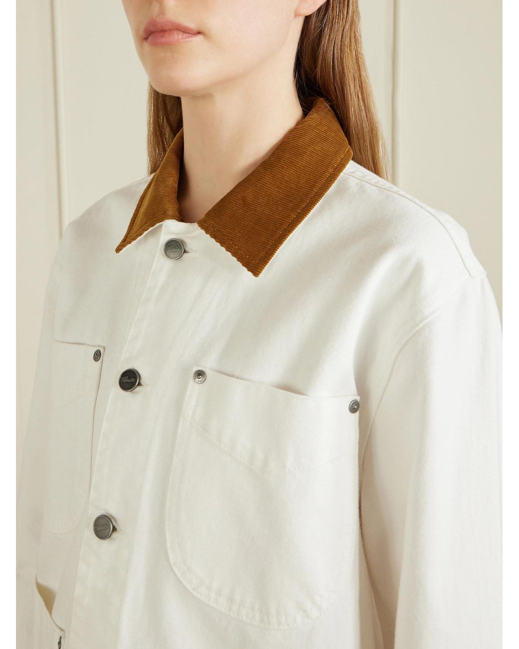 Khaite Natural Wyatt Corduroy-Trimmed Denim Jacket