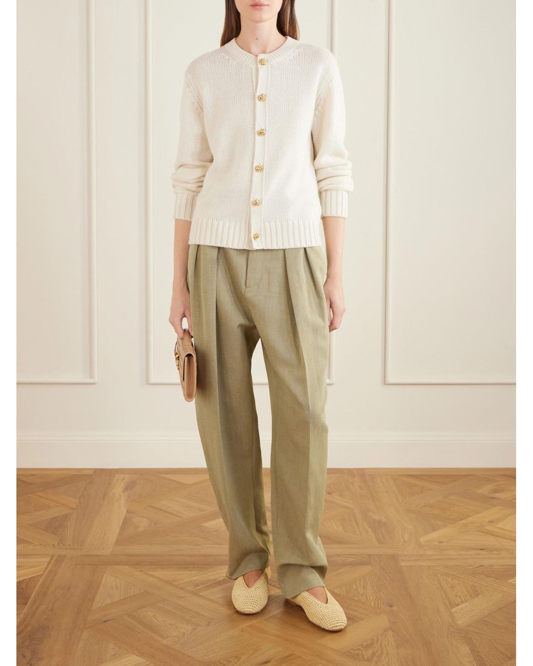 Bottega Veneta Natural Rosa Intrecciato Leather Ballet Flats