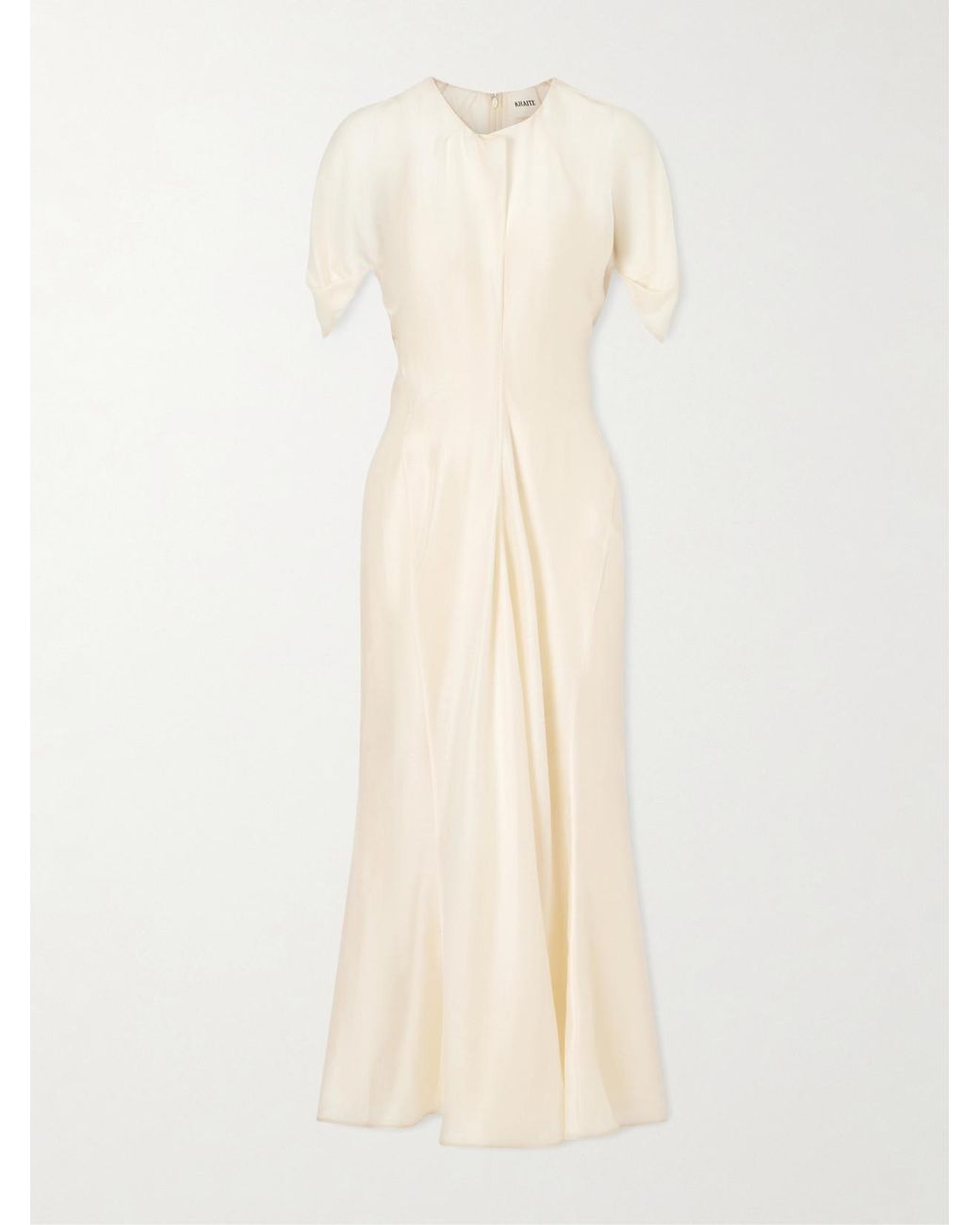 Khaite Natural Ria Silk-Blend Midi Dress