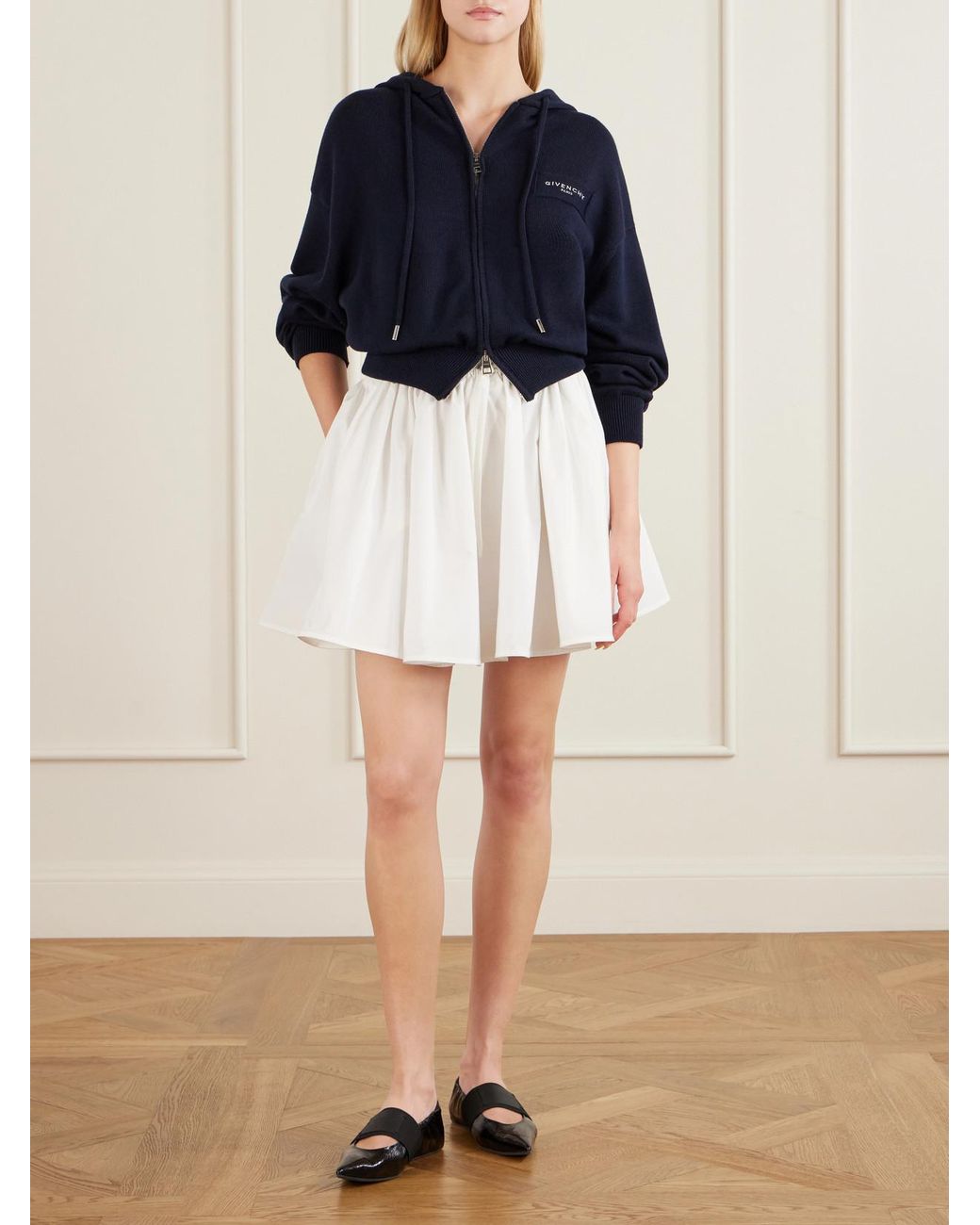Givenchy White Pleated Cotton Mini Skirt