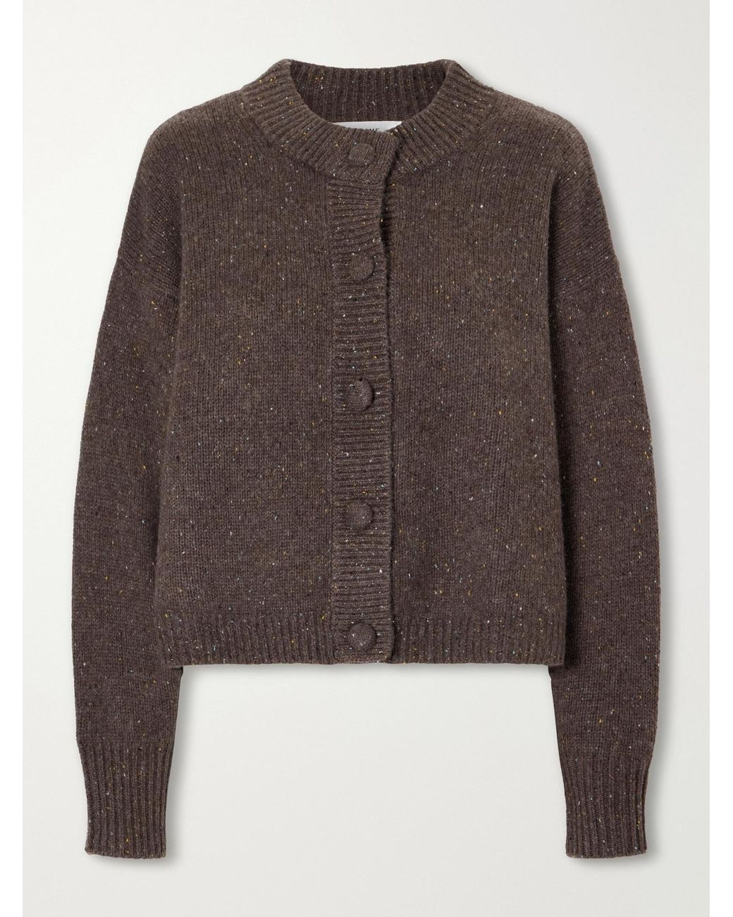 FRAME Brown The Fleck Wool And Cashmere-Blend Cardigan