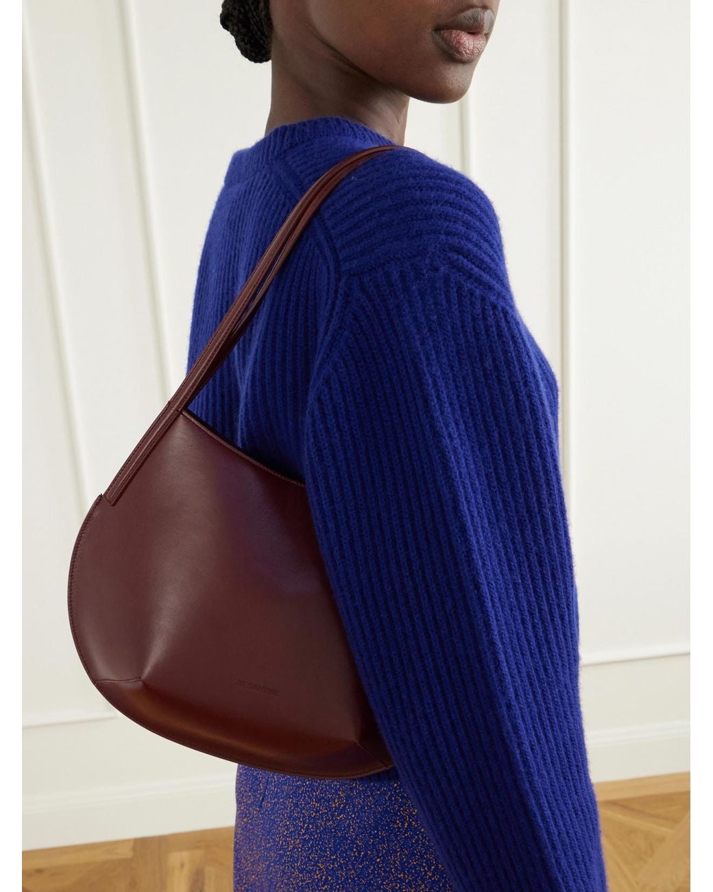 Jil Sander Red Kante Leather Shoulder Bag