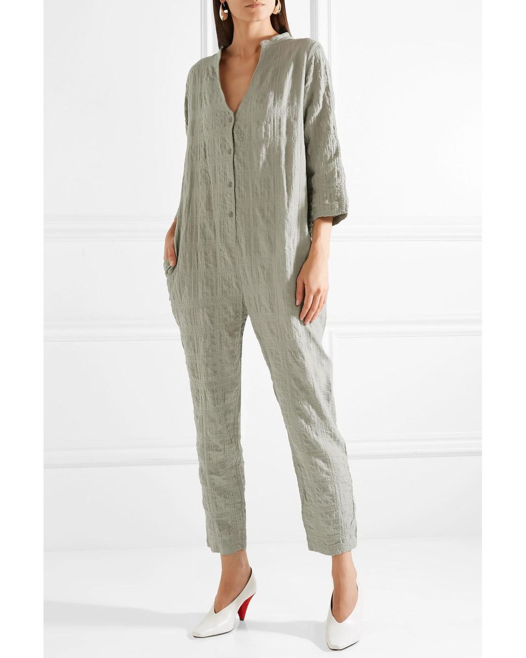 Crinkled Cotton-blend Gauze Jumpsuit 