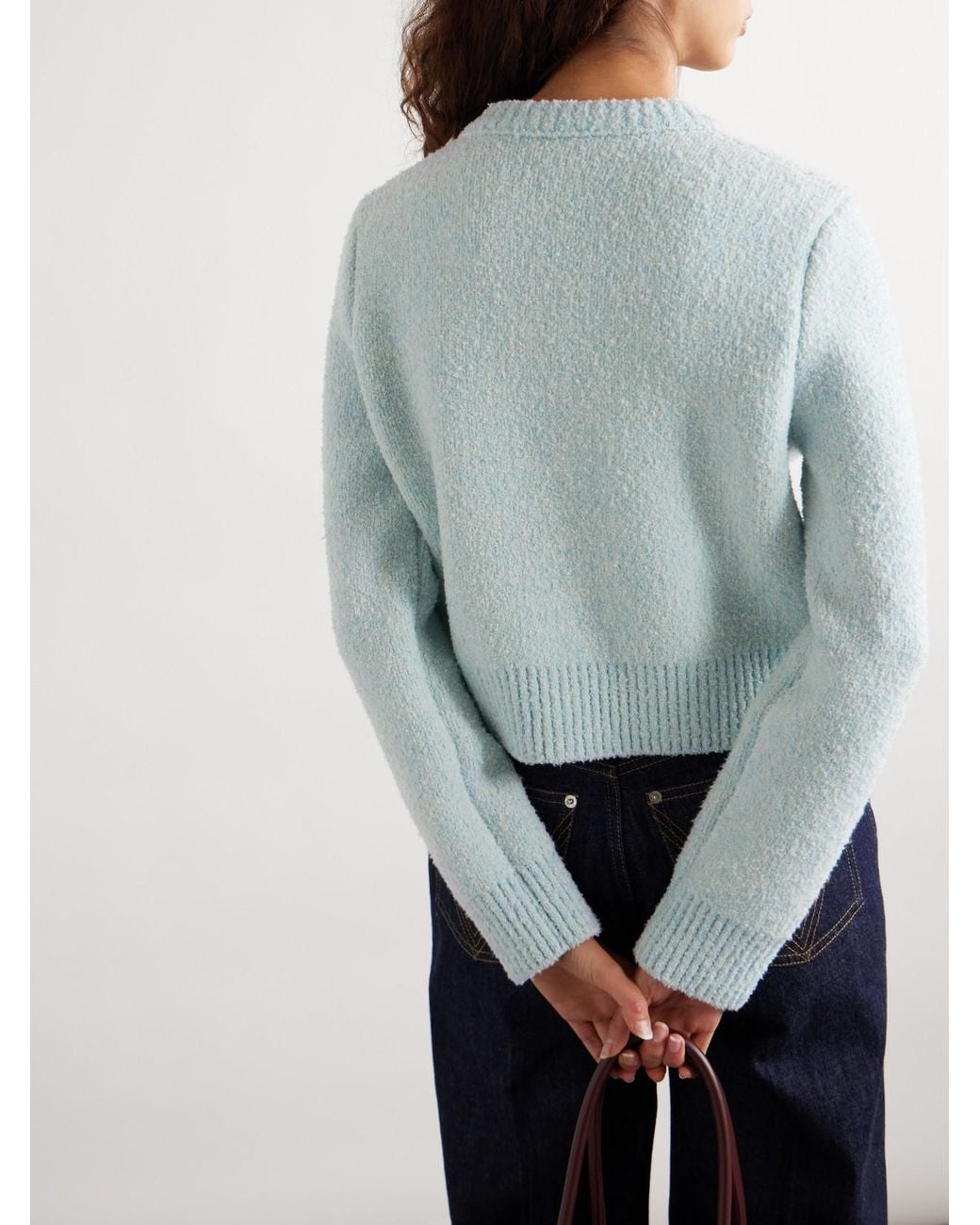 Bottega Veneta Blue Wool-Bouclé Cardigan