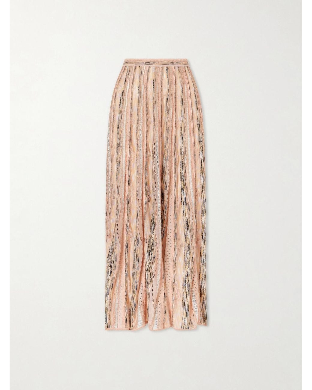 Ulla Johnson Natural Clio Striped Pointelle-Knit Midi Skirt