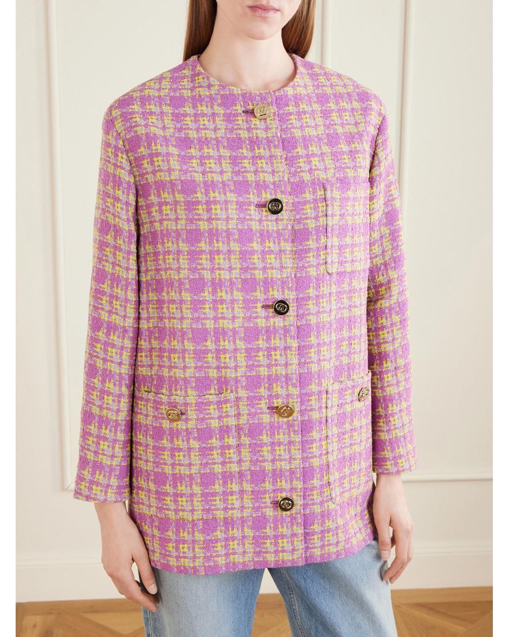 Gucci Pink Cotton-Blend Tweed Blazer