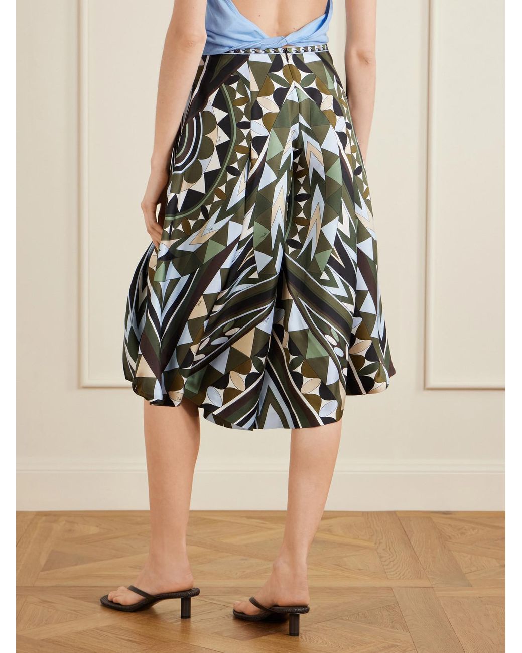 Emilio Pucci Black Printed Silk-Twill Wide-Leg Pants