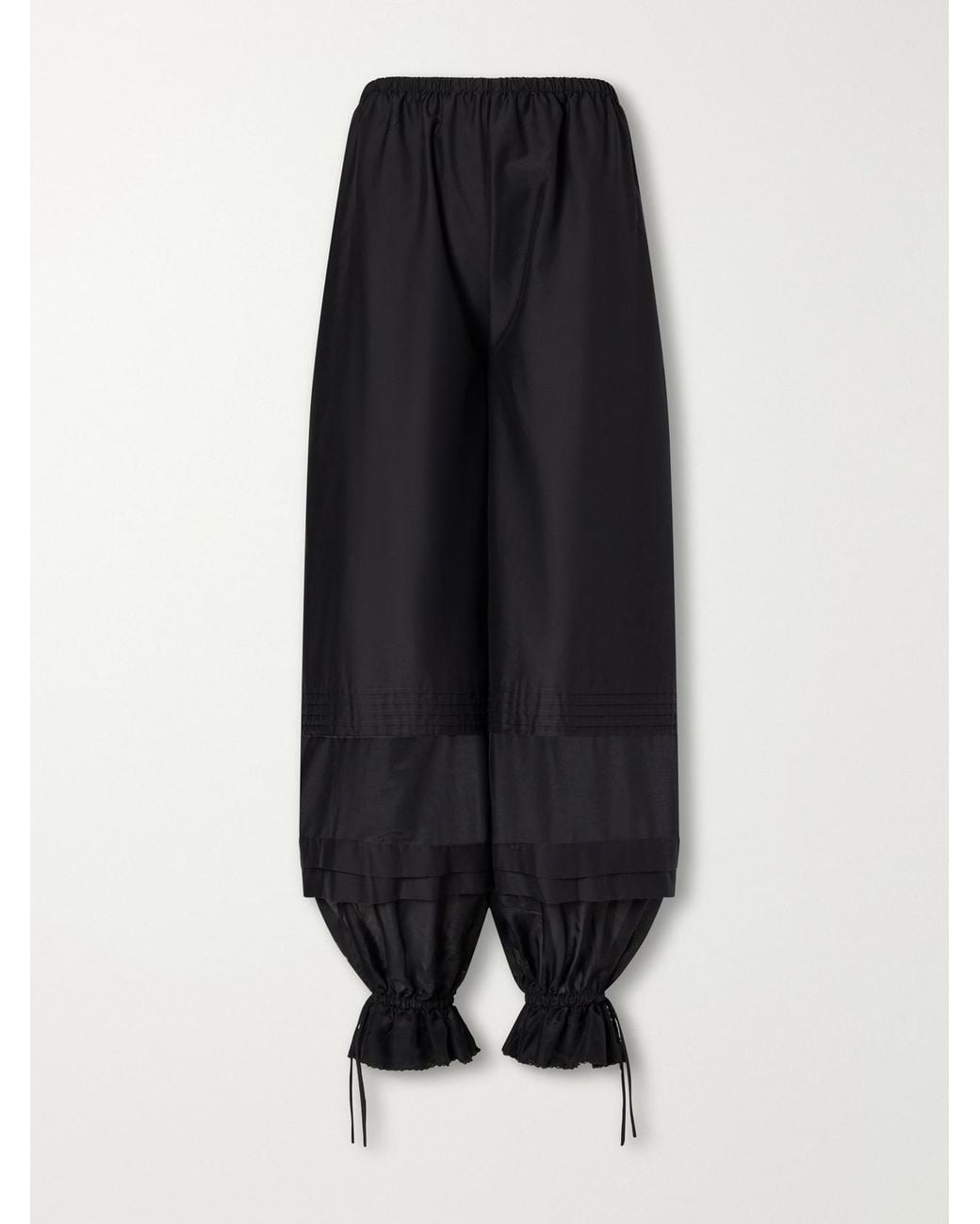 Posse Blue Pearl Pleated Voile-Trimmed Cotton And Silk-Blend Poplin Barrel Pants
