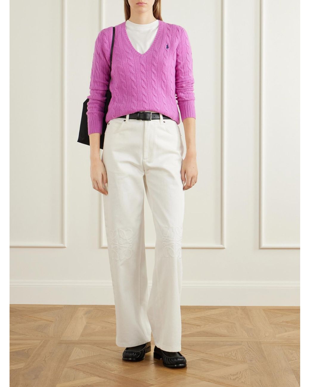 Polo Ralph Lauren Pink Cable-Knit Cotton Sweater