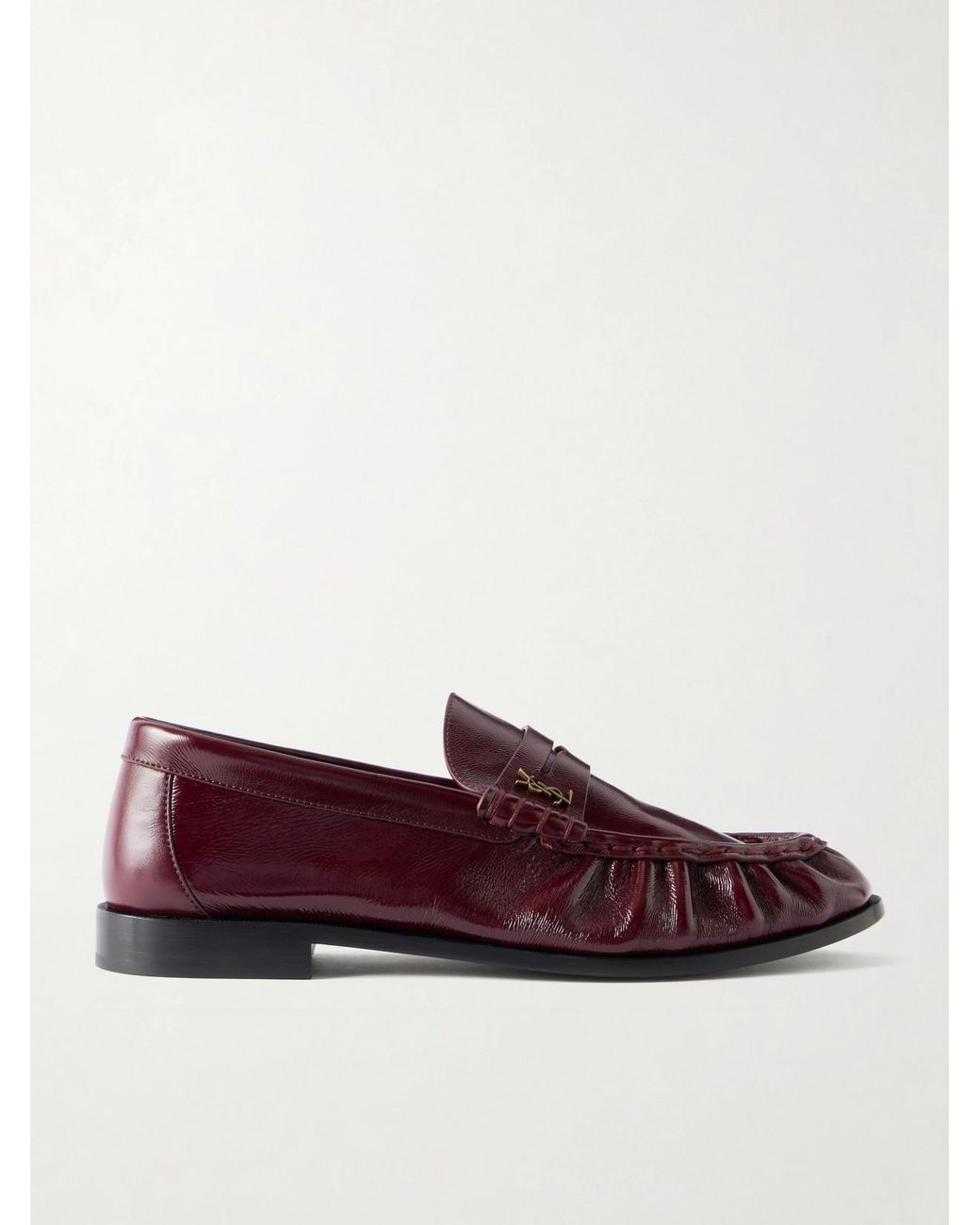 Saint Laurent Red Le Loafer Cassandre-Embellished Glossed-Leather Loafers