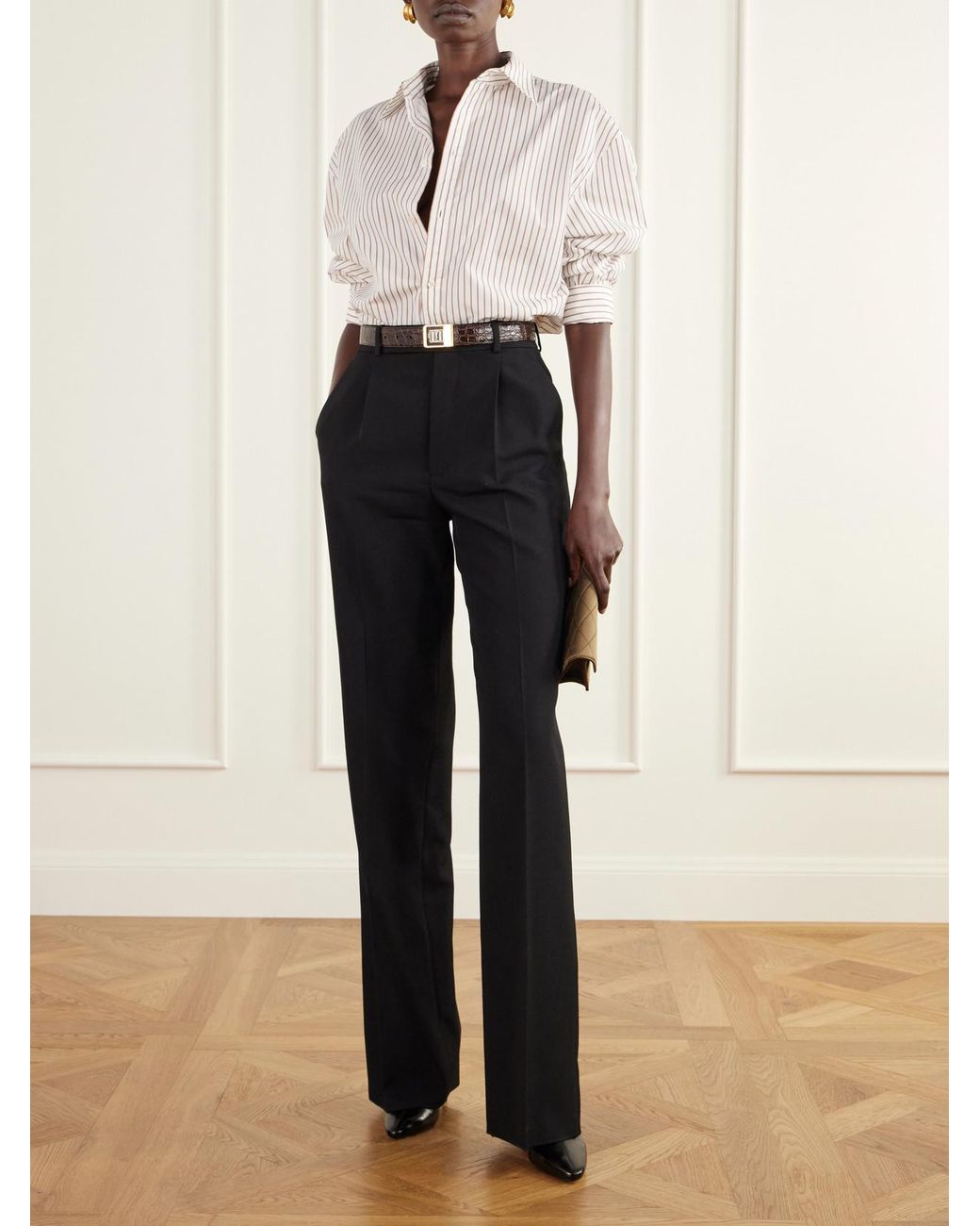 Saint Laurent Black Capucine 95 Leather Ankle Boots