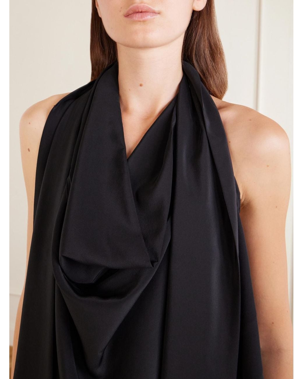 Sharon Wauchob Black Tie-Detailed Silk Tank