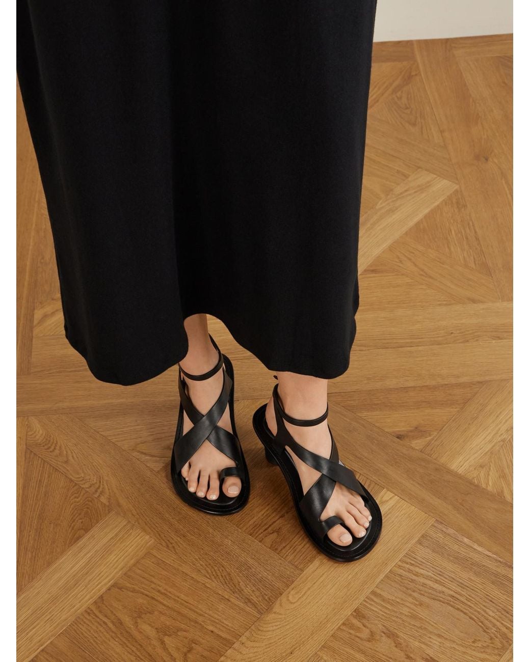 A.Emery Black Lulu Leather Sandals