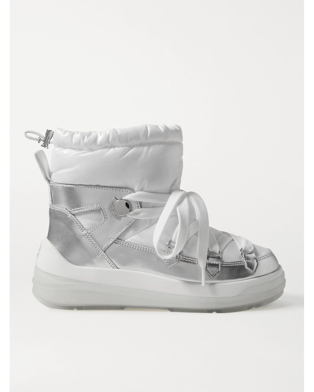 Moncler Gray Insolux Metallic Leather And Padded Shell Ankle Boots