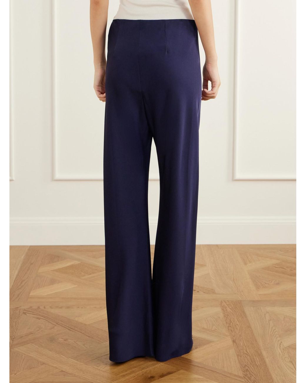 Veronica Beard Blue Braddok Cady Straight-Leg Pants