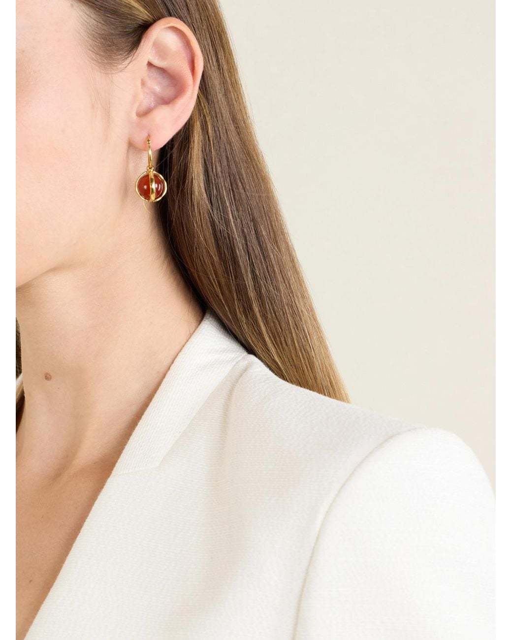 Jil Sander White Beaded-Tone Agate Earrings