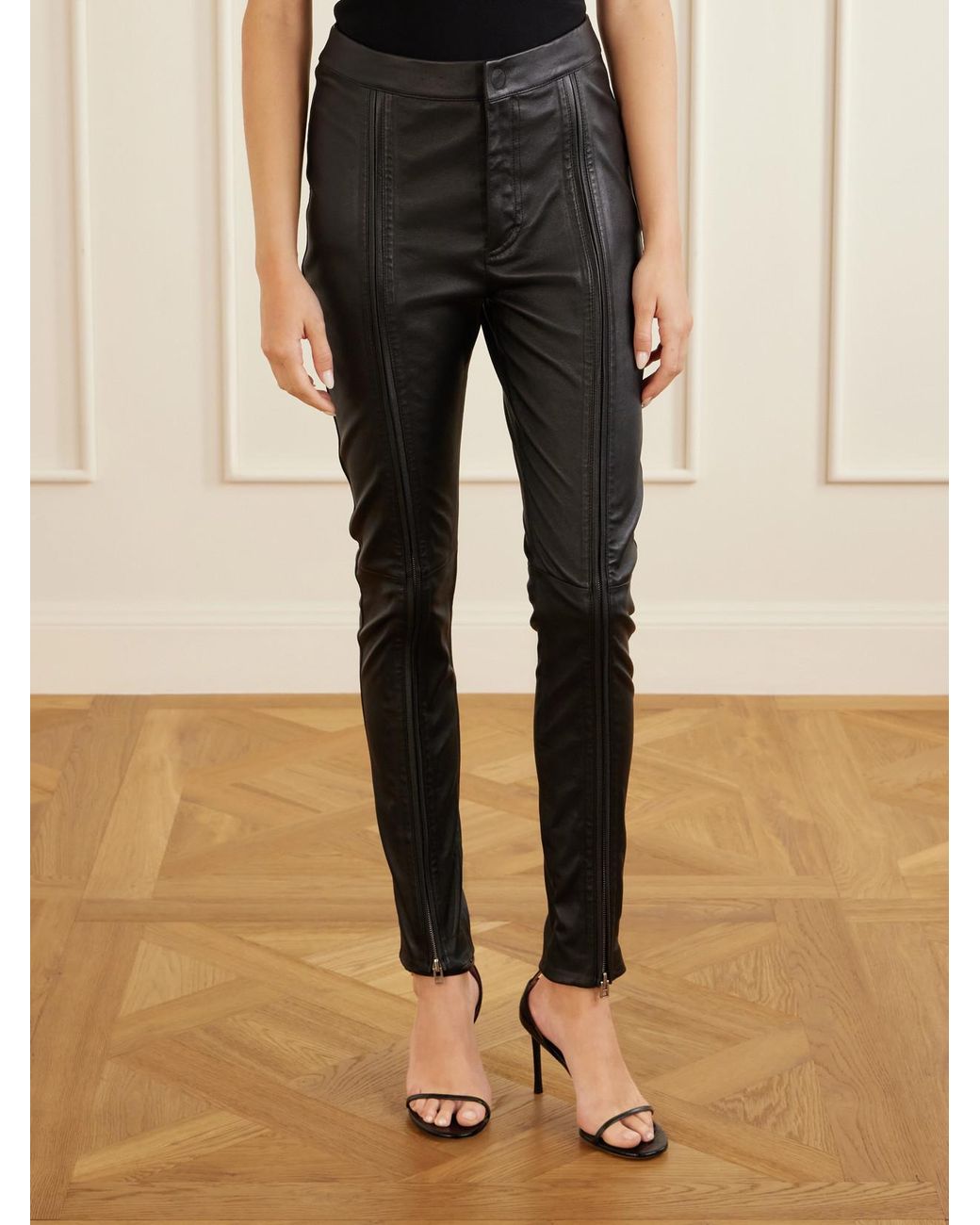 Tom Ford Black Zip-Embellished Leather Skinny Pants