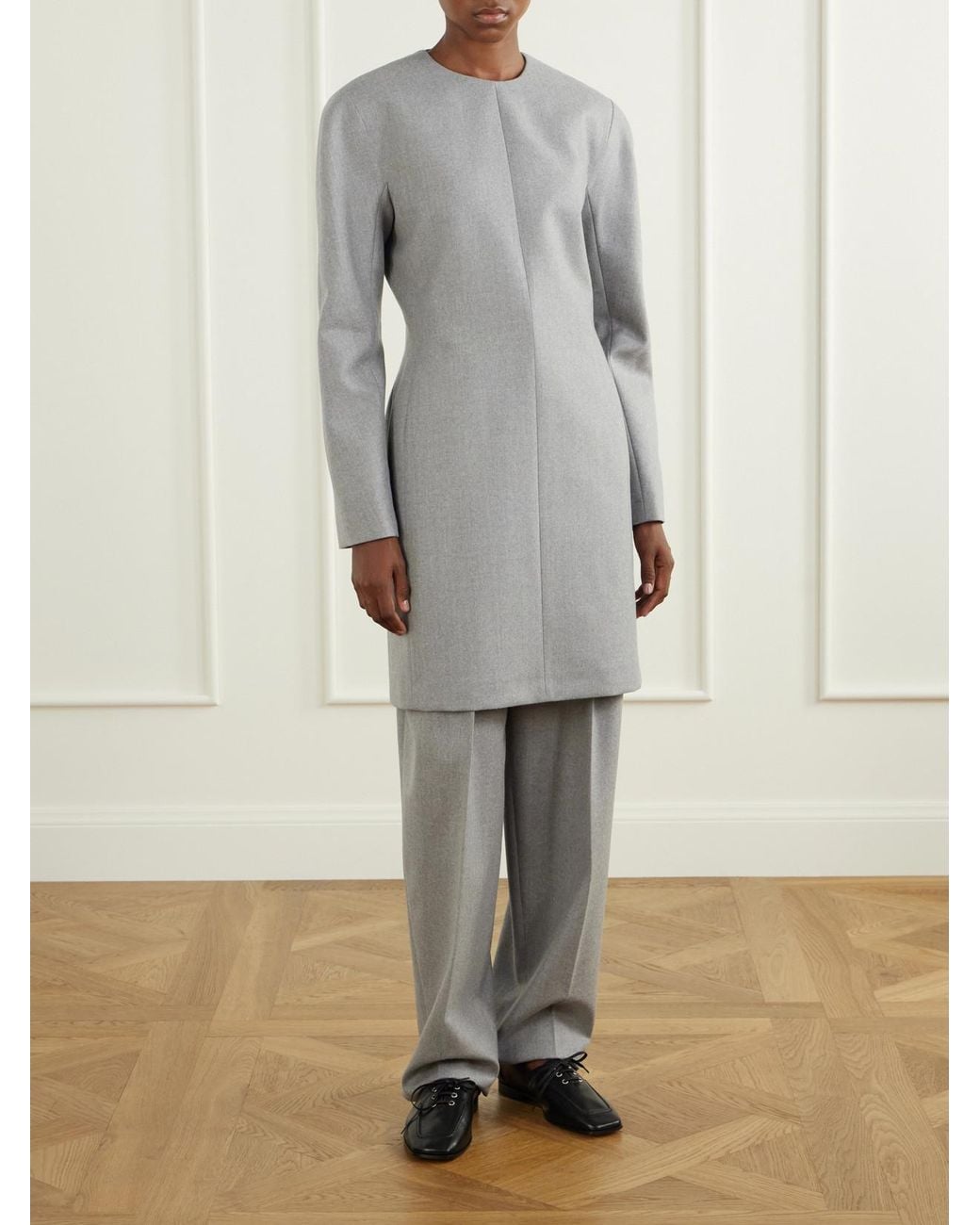 Bottega Veneta Gray Wool Knee-Length Dress