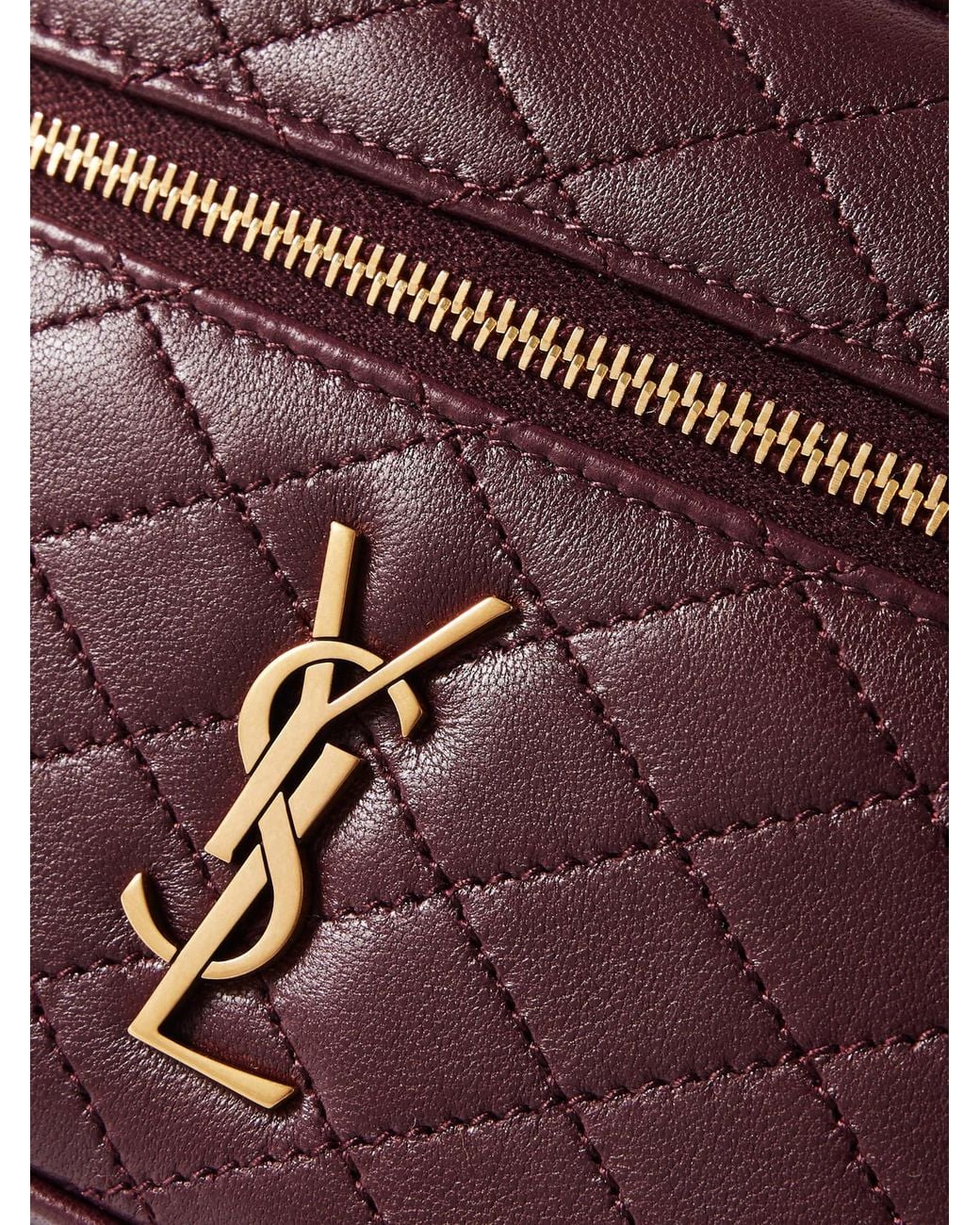 Saint Laurent Purple Gaby Vanity Mini Quilted Leather Top-Handle Bag