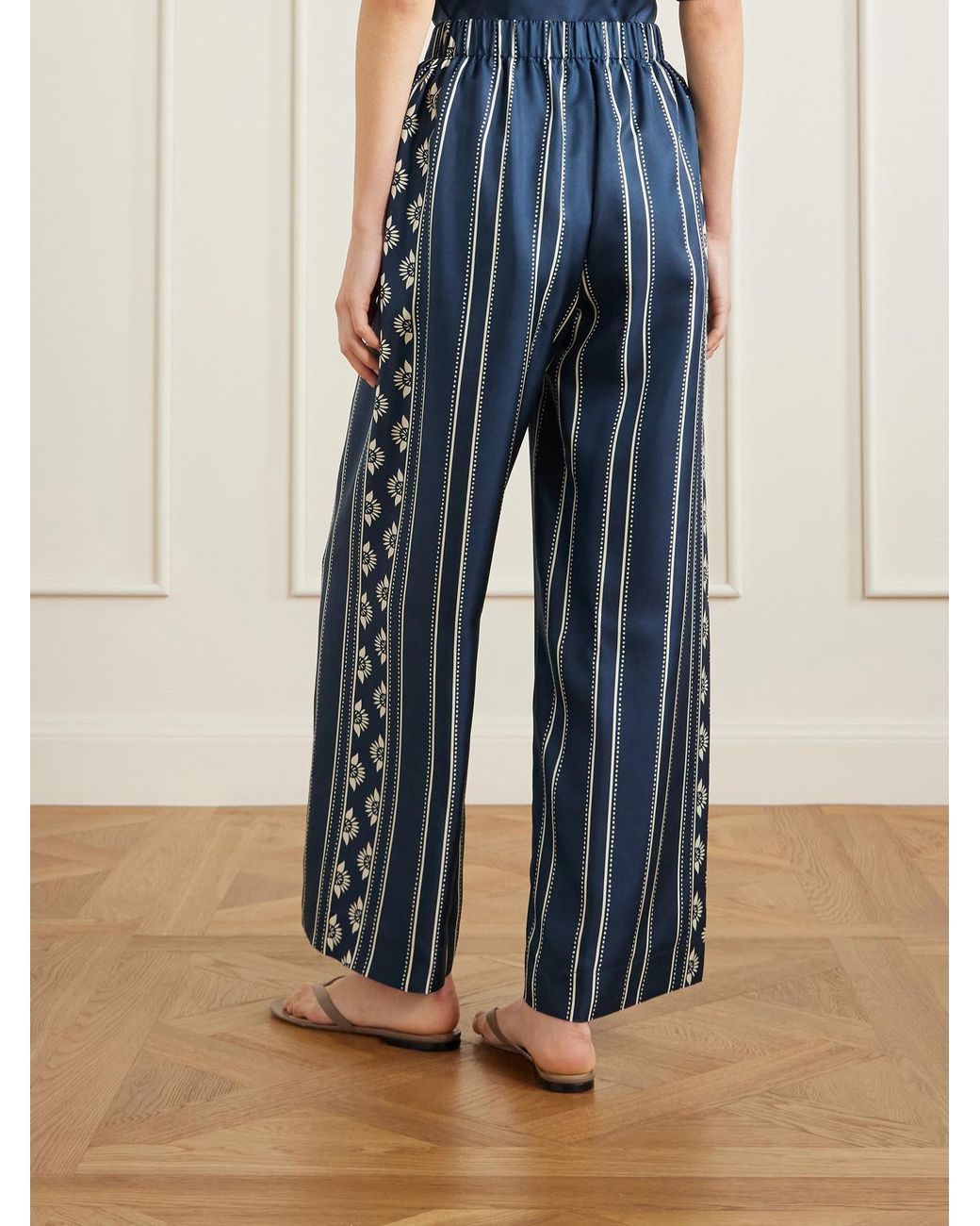 Eres Blue Oolong Striped Silk-Voile Straight-Leg Pants
