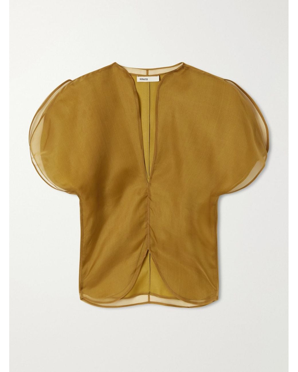 Khaite Yellow Briar Silk-Organza Blouse
